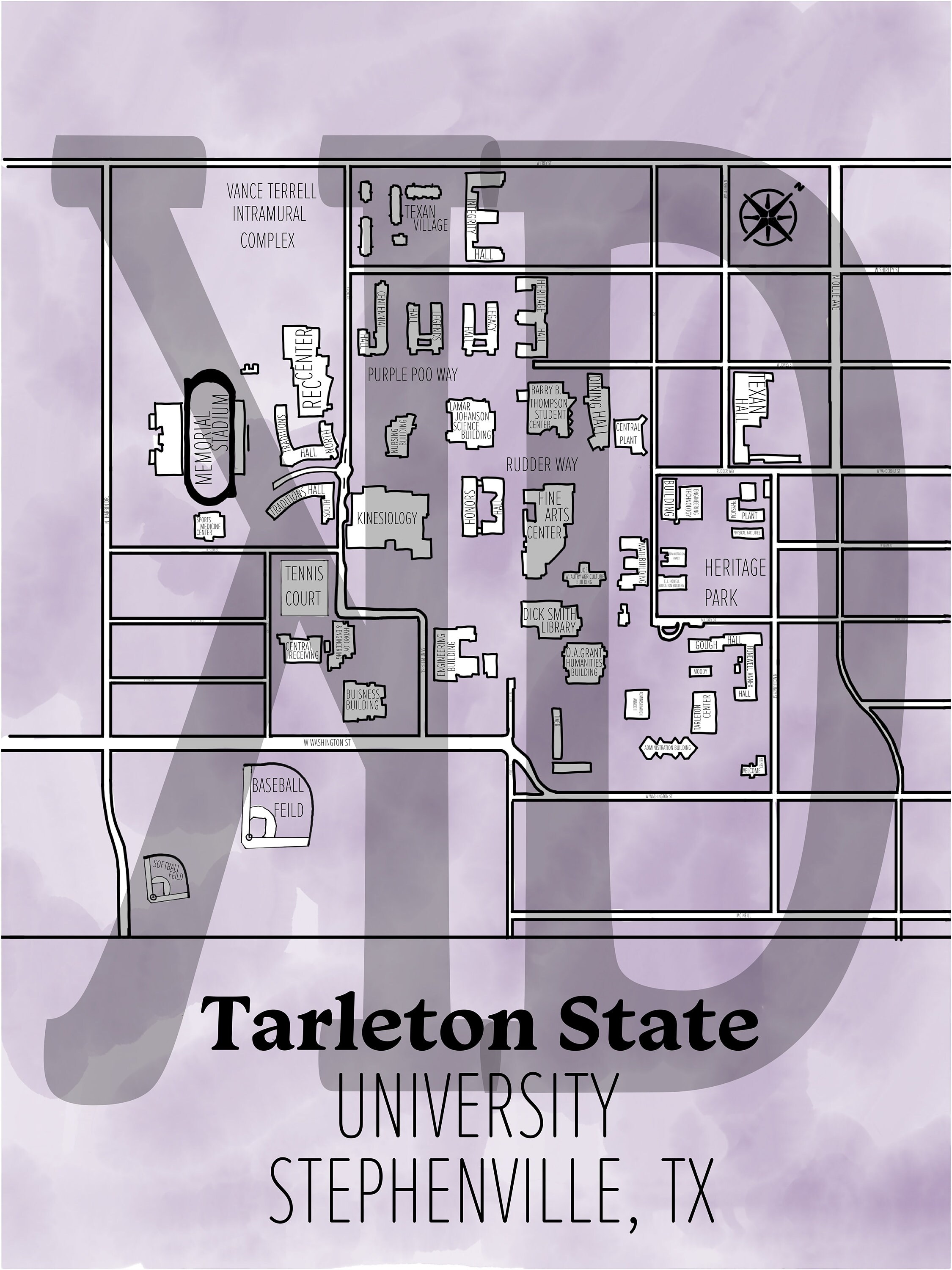Tarleton Campus Map Etsy