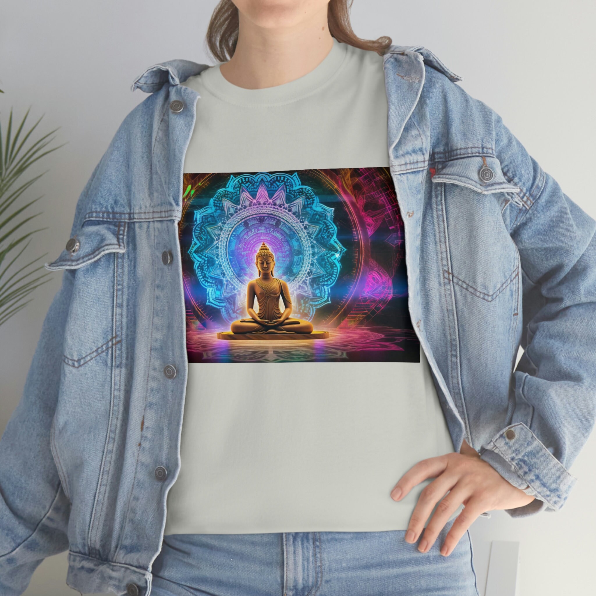Neon Glowing Visionary Buddha in Meditation T-shirt Festival Clothes ...