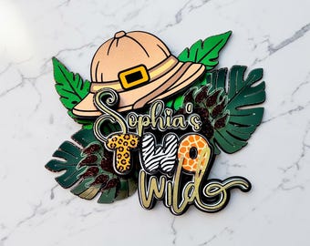 Two Wild Safari Cake Topper | Personalized 2nd Birthday Cake Topper | Jungle Safari Birthday Decor | Custom Name Two Wild Party