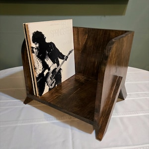 Vinyl Record Holder, Display Your Record Collection, Solid Maple Wood, Dark Moody Stain