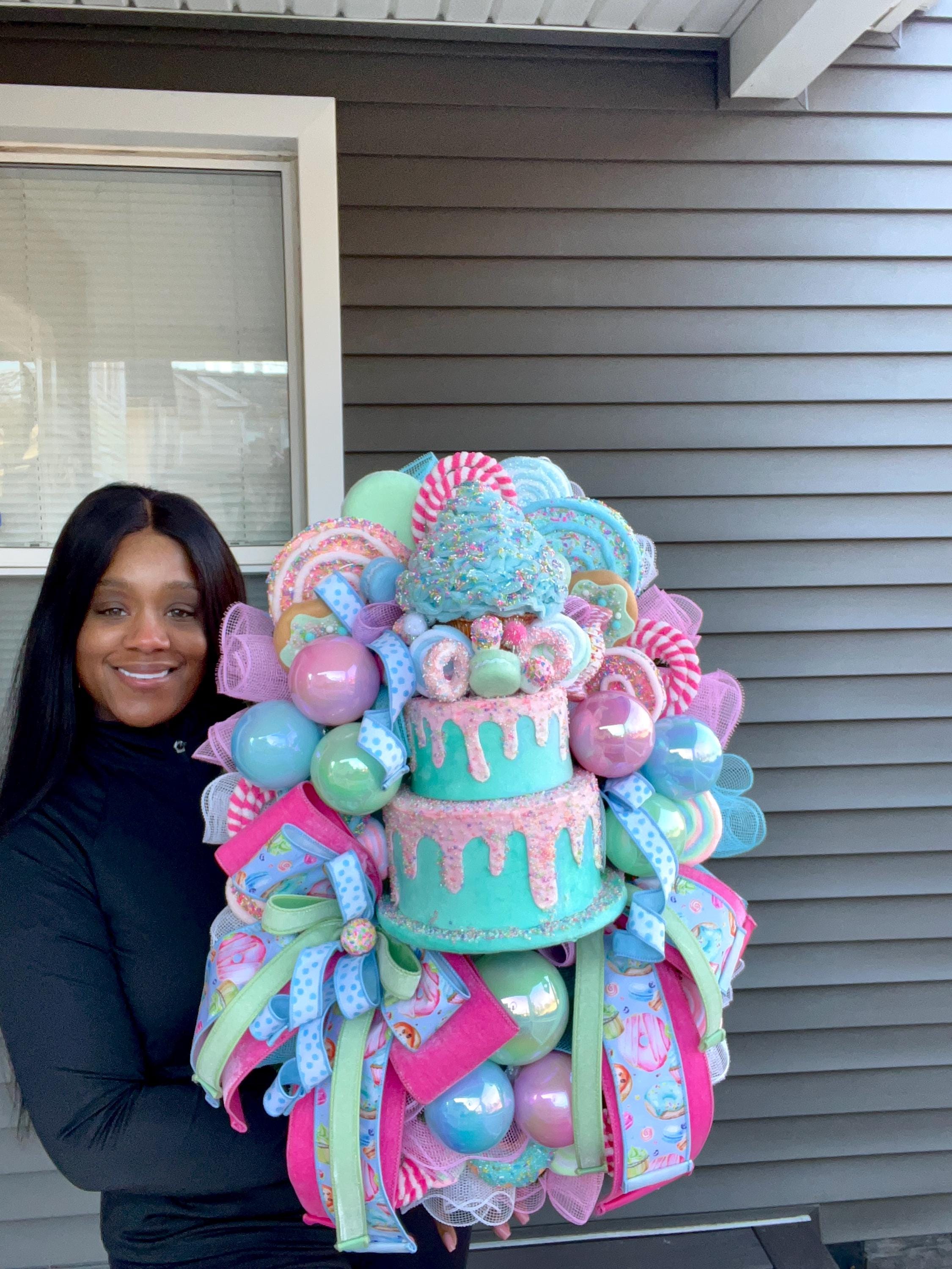 Bakery Wreath, Sweet Shop Wreath, Candyland Wreath, Pink and Blue Wreath, Gingerbread Wreath, Cake Wreath