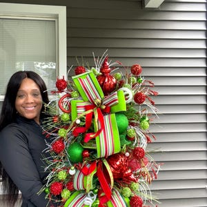 Whimsical Christmas Swag: Red and Green Elf Door Decor
