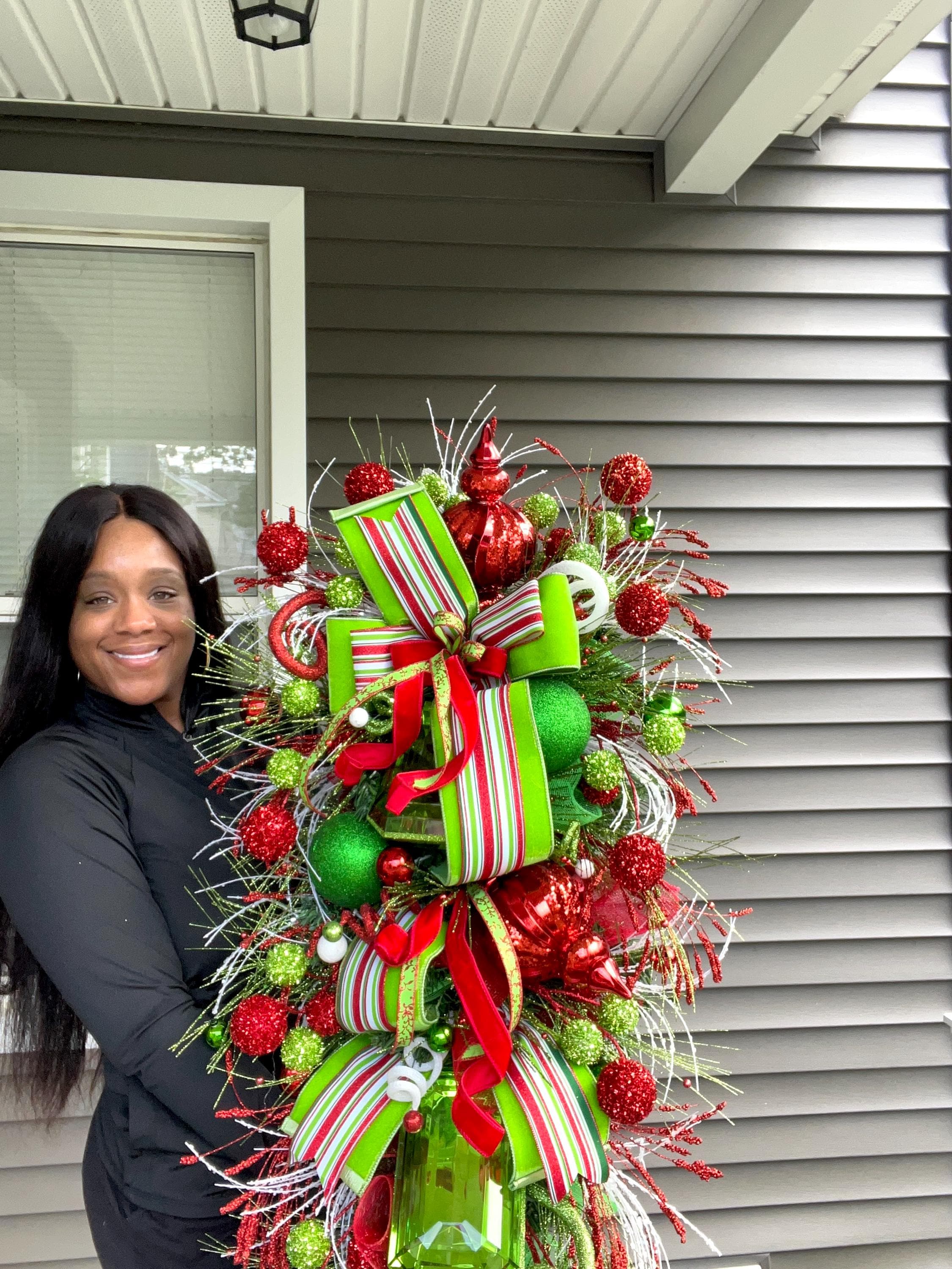 Whimsical Christmas Swag: Red and Green Elf Door Decor