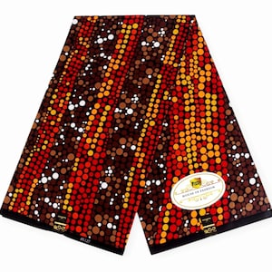 African Ankara Fabric: Dark Brown & Red Dotted Pattern - 100% Cotton Wax Print by the Yard