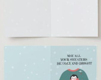 Merry SOBER Christmas Ugly Sweater Digital Card - Alcoholics Anonymous - AA - Greeting Card for Holidays - Celebrate Sobriety