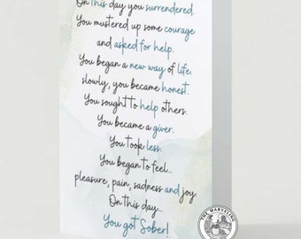 Sober Birthday Greeting Card - 12 Step Recovery Gift - Anonymous - Celebrate Time in Recovery - Card and Envelope - Journey - Love Gifts