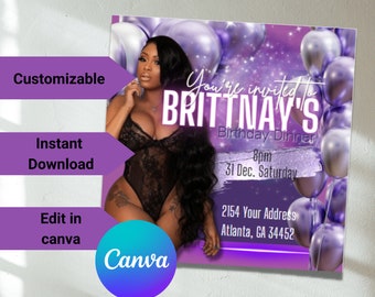 Birthday Dinner Party, Birthday Party, Canva Templete, Social media flyer