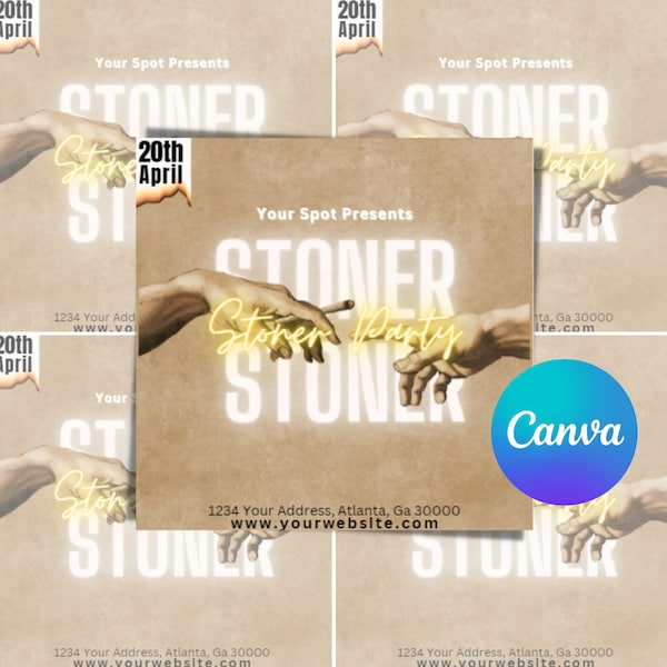 420 Party Flyer | Weed Party Flyer | Cannabis Party Flyer | Party Flyer | Club Invite | Canva Template