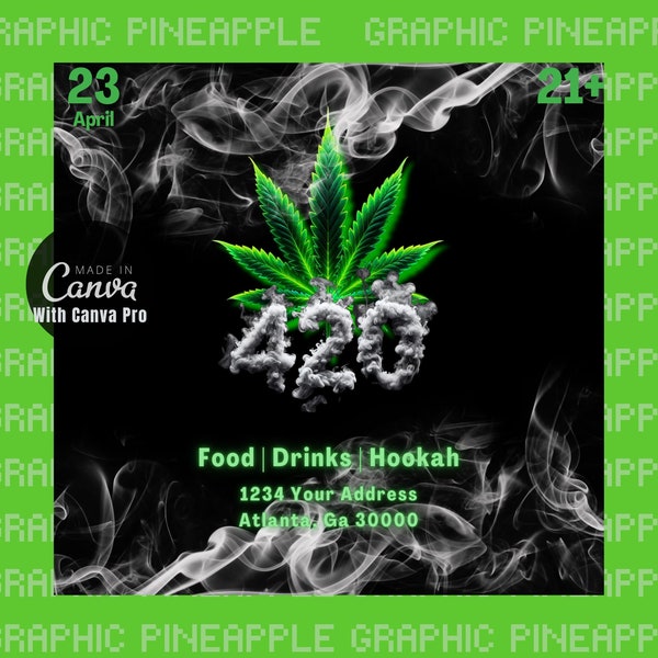 420 Flyer, Event Flyer, CANVA PRO Templete, Club Flyer, Party Invite