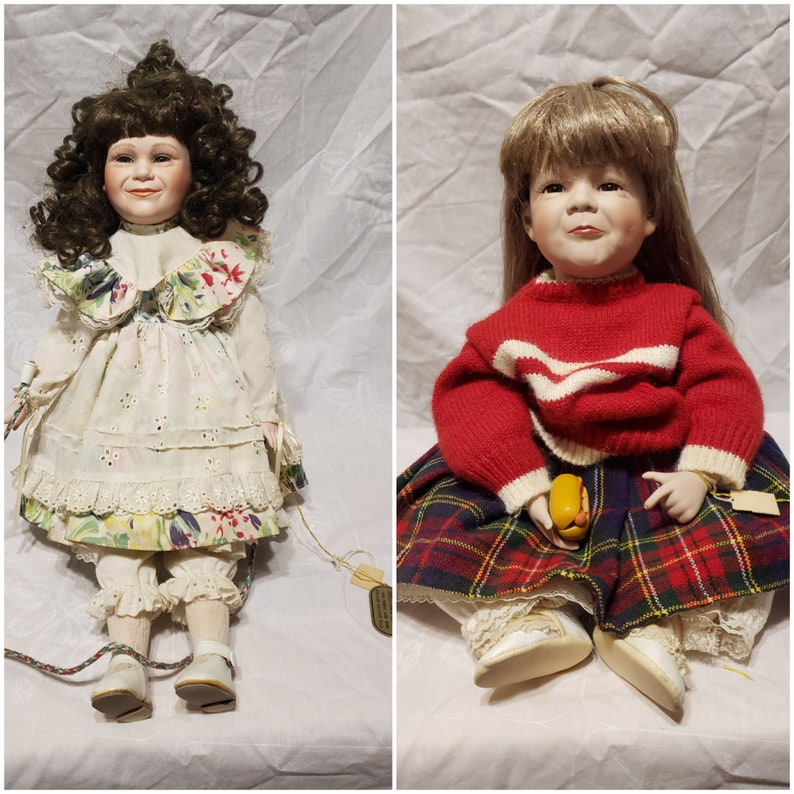 The Wimbledon Collection, Vintage Porcelain Dolls, Kayla and Krista. Etsy