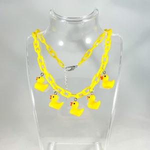 Acrylic Mini Duck Charm Necklace (Rave accessories, festival jewelry, Colorful, EDCLV, music festival accessory, decora fashion)