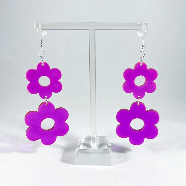 Flower Resin Earrings (rave flower earrings, rave earrings, resin earrings, edc accessories, rave jewelry, decora fashion, rave accessories)