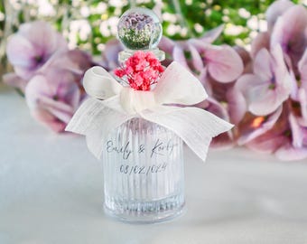 Glass Favor Bottle with Dried Flowers: Wedding, Engagement, Henna Night