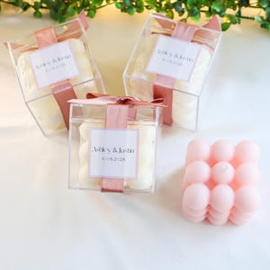 Personalized Wedding Favor: Bubble Candle, Custom Label, Elegant Gift