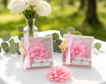Personalized Lotus Wedding Candle Favors: Bridal Shower, Baptism Gift