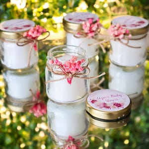 Personalized Wedding Favor Candle: Handmade Floral Soy Wax, Custom Label