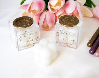 Personalized Wedding Favors – Bridal Shower Favor - Engagement Favor – Handmade Bubble Candle with Gift Box – Custom Wedding Gift for Guests