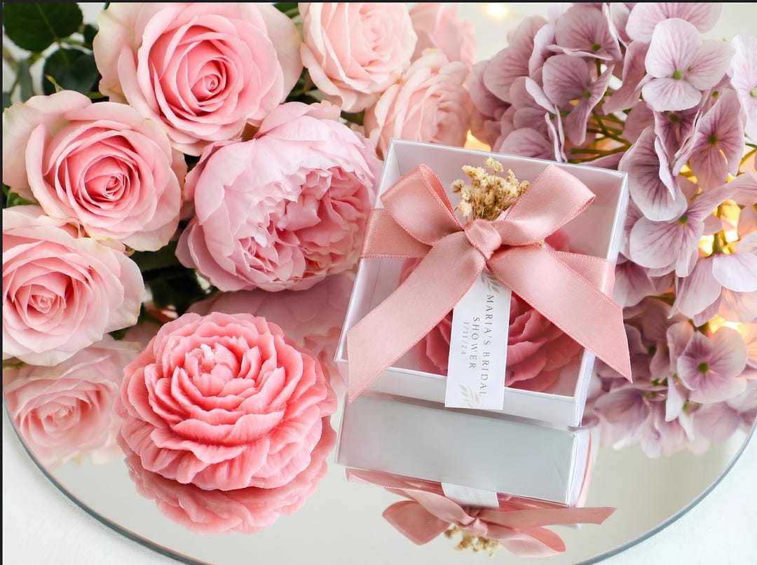 Rose Candle Favors - Wedding, Bridal Shower, Baby Shower - Elegant ...