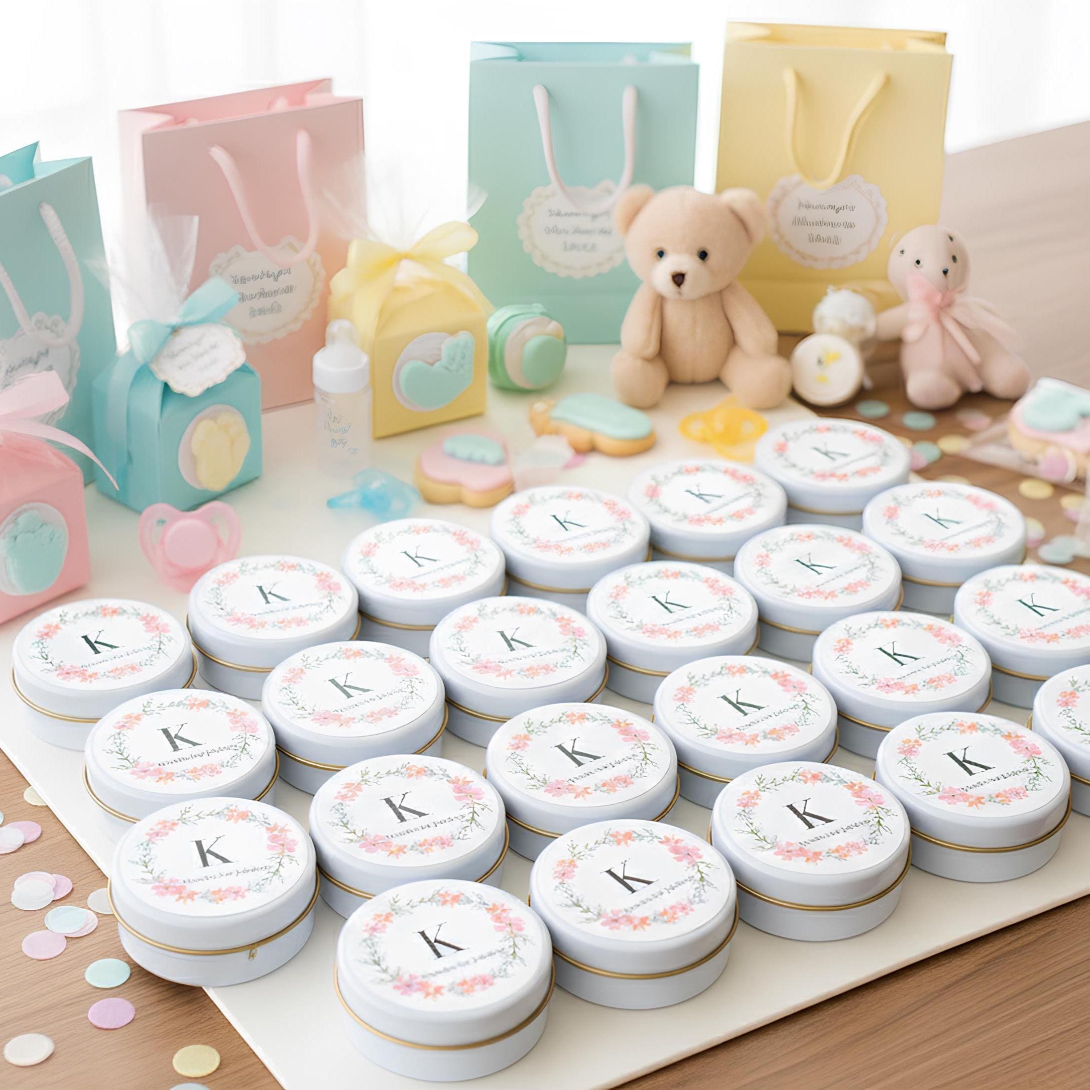 Blush Floral Wedding Favor Candles: Personalized Gold Tin, Bulk Bridal ...