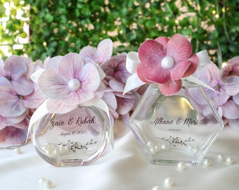 Bulk Wedding Favors, Luxury Favors Empty Cologne Bottle, Glass Bottle with Flowers, Engagement Favors, Henna Night Favors, Perfume bottle