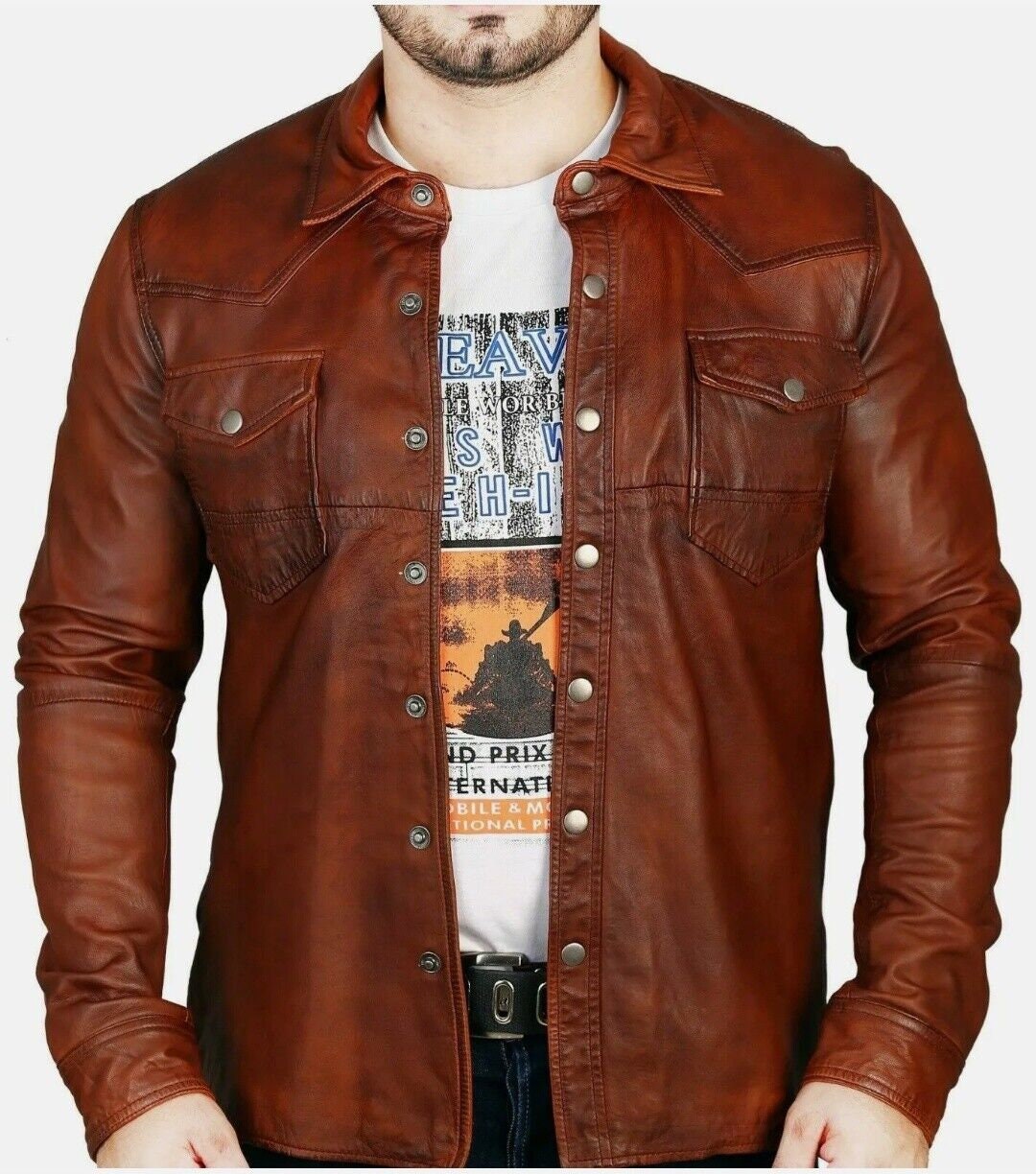 Jose Luis Jacket -SZ 48 Brown Leather Made in USA