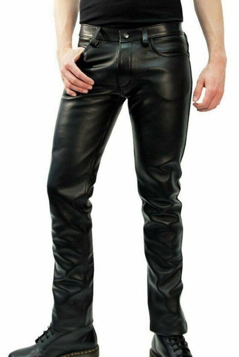 Men Black Leather Pant, Men Black Genuine Leather Biker Motorcycle Pant ...