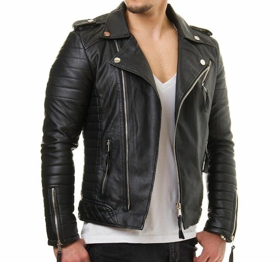 Handmade Men's Black Genuine Leather Quilted Jacket Mens - Etsy