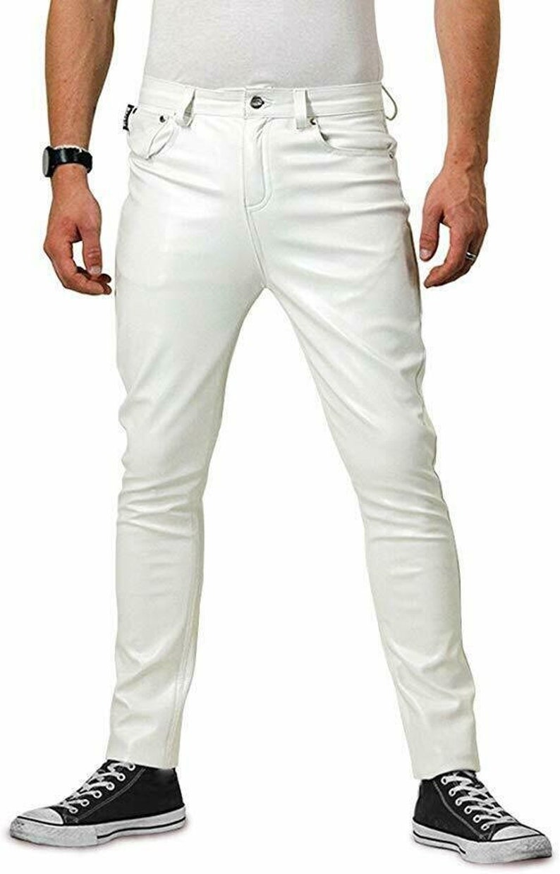 Men White Leather Pant Men White Genuine Lambskin Soft Etsy