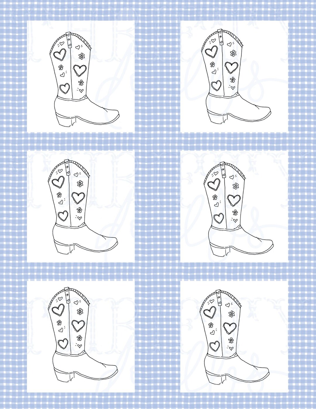 Printable Valentine's Day Cards, Blue Gingham Coloring Page Heart ...