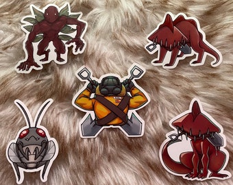 Lethal Company Stickers Vol. 1 (Hoarding Bug, Eyeless Dog, Bracken, Worker w/ shovel)
