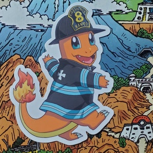 Firefighter Charmander (F Force Anime X Poke) Sticker