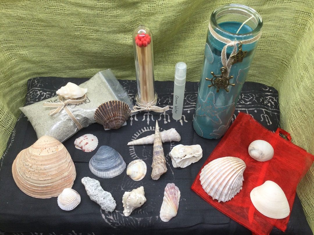 Sea Witch Altar Set, Beach Decor, Beach Candle, Sea Shells Collection ...