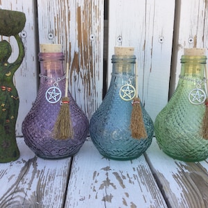 Potion Bottles, Witch Bottle, Witch Broom, Moon Water Bottle, Hand Hammer Bottle, Decorative Bottle, Altar Jar, Herb Jar, Spell Bottle, Jar