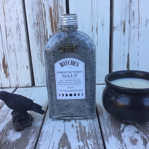 Witches Protection Salt, Black Ritual Salt, Circle Casting, Ritual Salts, Altar Tool, Protection Salt, Full Moon, Witchcraft, Wiccan, Jar