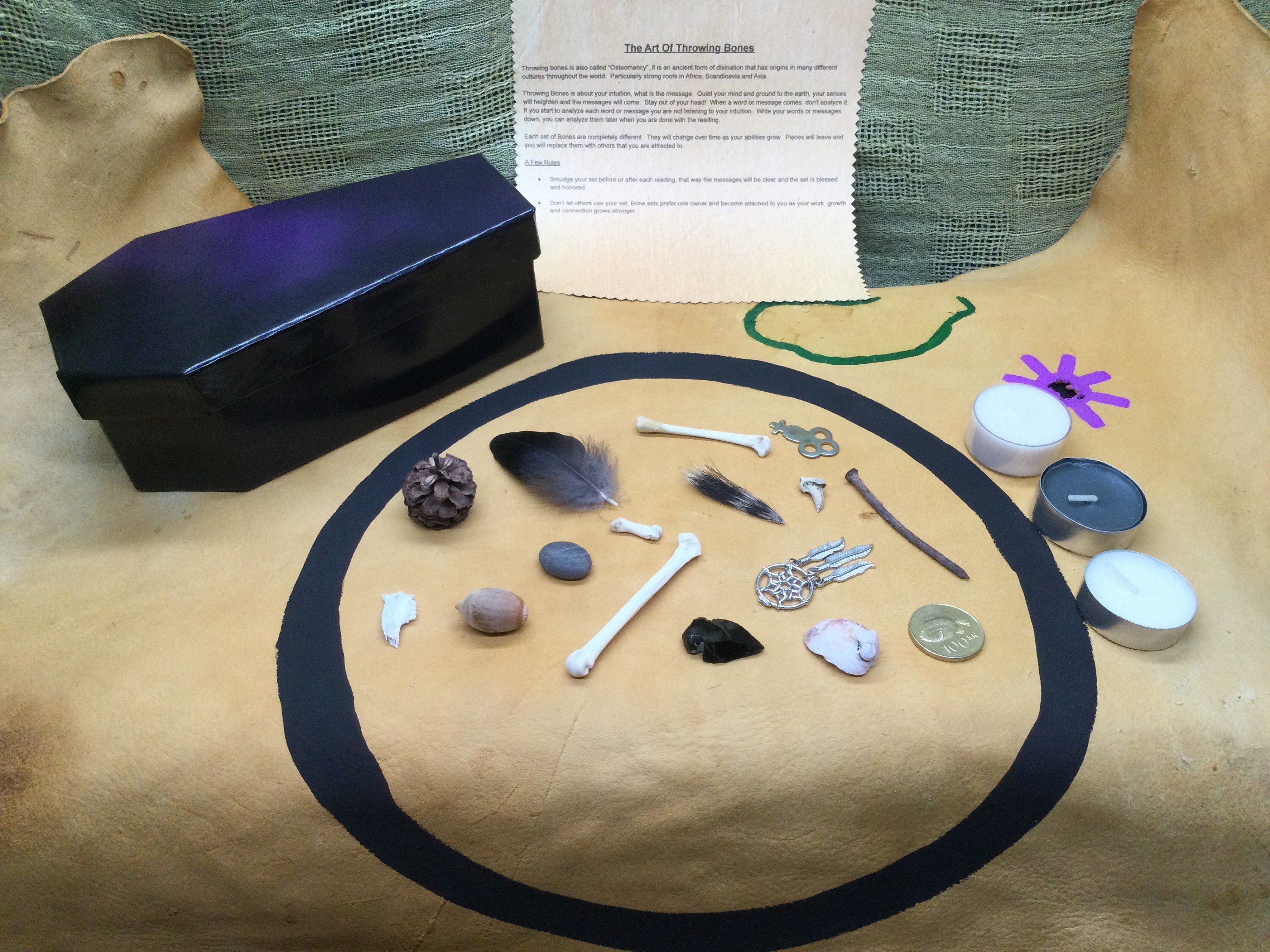 Deluxe Bone Throwing Kit Bone Divination Set Osteomancy Witch Altar