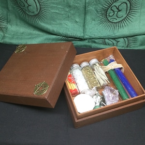 Meditation Kit, Spell Kit, Smudging Box, Witchcraft Kit, Baby Witch Box Set, Crystals, Candles, Wooden Storage Box, Wiccan Herb Kit, Ritual