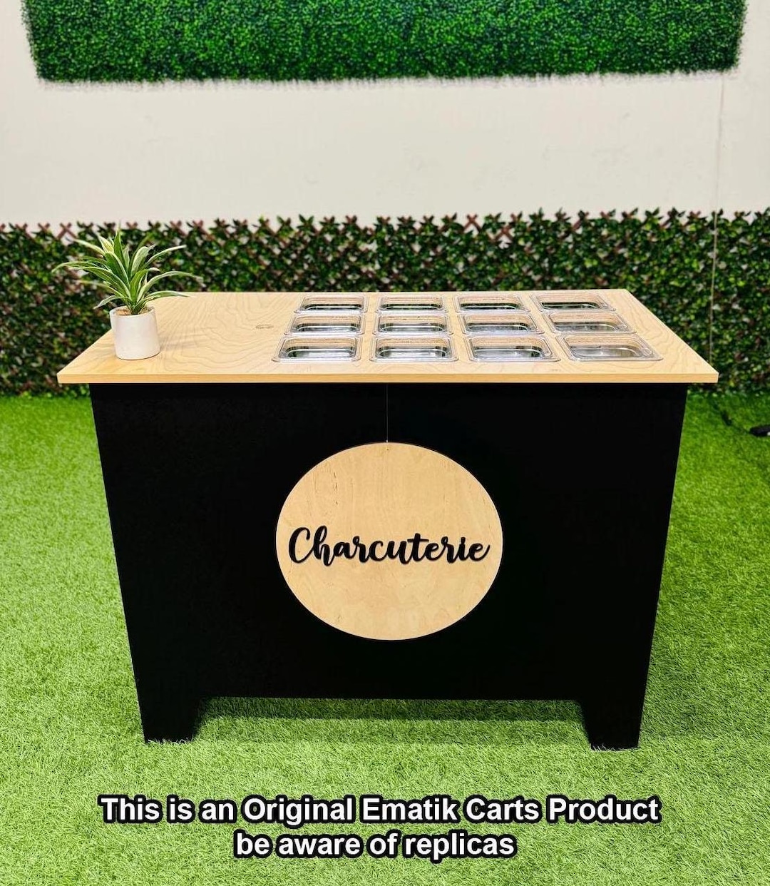 Ematik Foldable 4ft Charcuterie Cart Collapsible Snack Bar Wooden