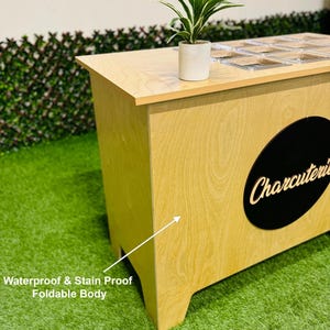 Ematik Foldable 4ft Charcuterie Snack Bar Collapsible Wooden Table Mobile Display Cart bild 3