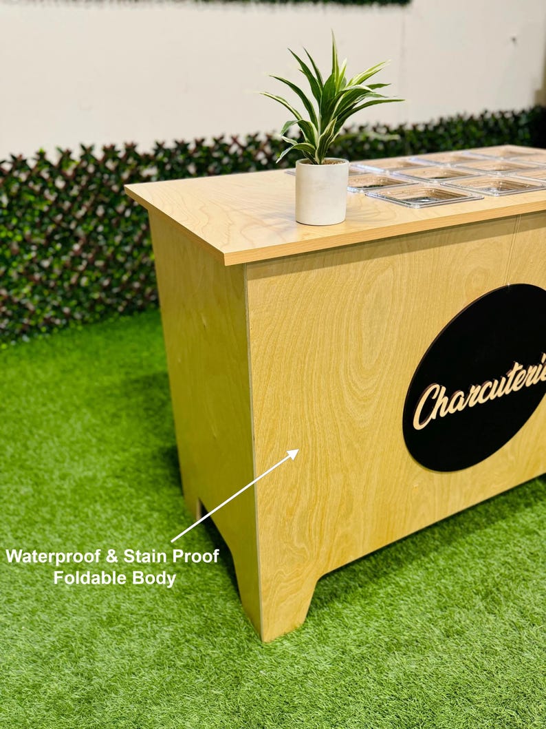 Ematik Foldable 4ft Charcuterie Snack Bar Collapsible Wooden Table Mobile Display Cart bild 3