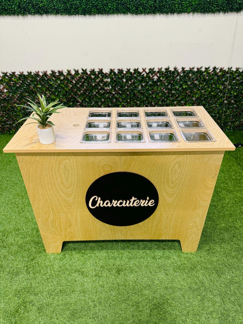 Ematik Foldable 4ft Charcuterie Snack Bar Collapsible Wooden Table Mobile Display Cart bild 6