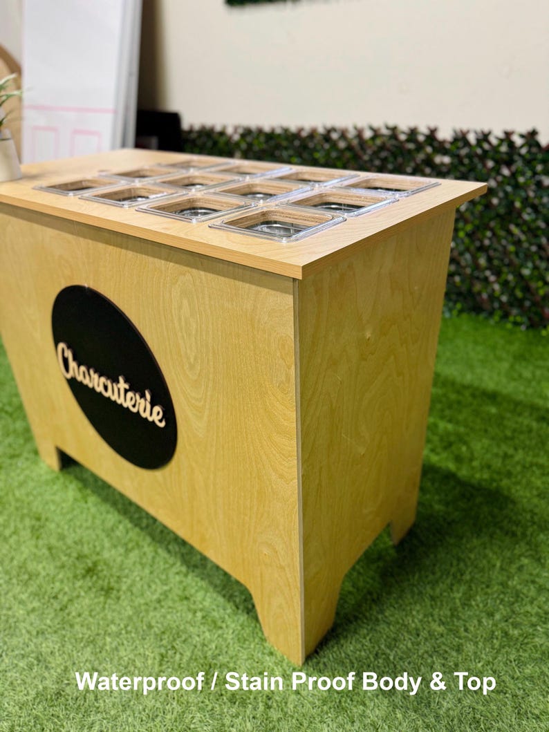Ematik Foldable 4ft Charcuterie Snack Bar Collapsible Wooden Table Mobile Display Cart bild 4