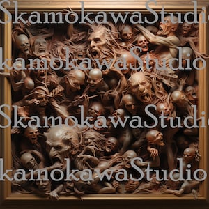 3D Illusion | Laser Burn SVG Digital File | Perfect for Engraving | Laser Ready Design | Halloween | Framed  Zombies