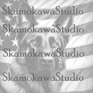 German Shepherd With American Flag 3D Illusion Laser Engraving Digital File