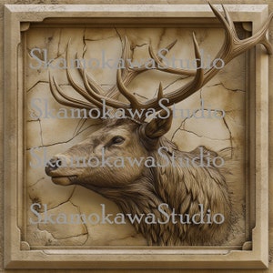 Digital Design File - Elk - Glowforge - Laser Ready - Engrave - SVG - Wood Engraving - 3D Illusion -  Xtool - Lightburn