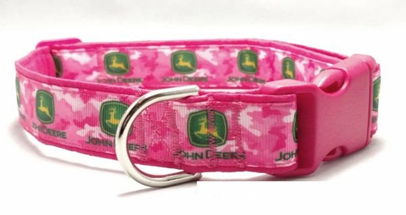 John Deere Hot Pink Dog Collar