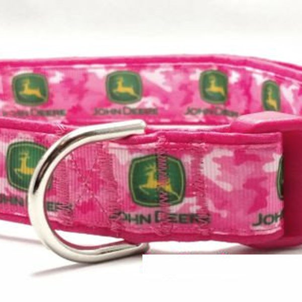 John Deere Hot Pink Dog Collar