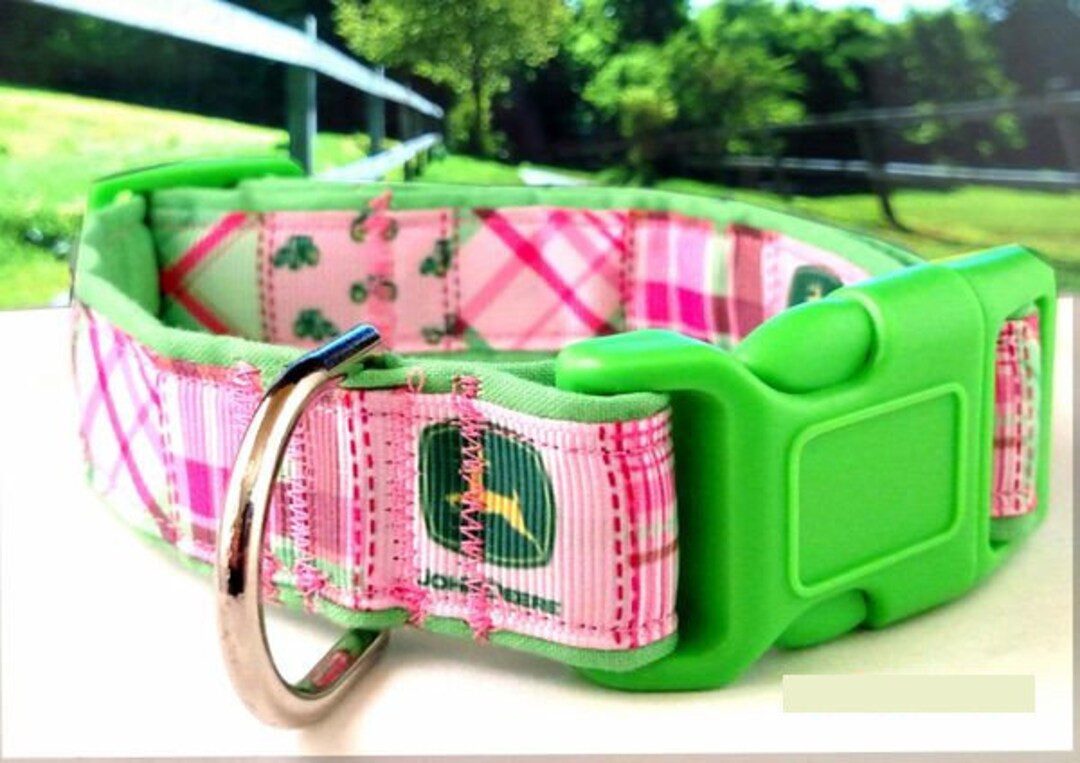 John Deere Green Plaid Dog Collar Etsy