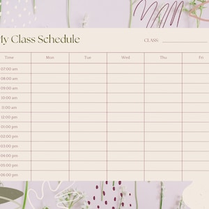 Minimalistisch studenten schoolschema, college, middelbare school, georganiseerd schoolschema, lesrooster