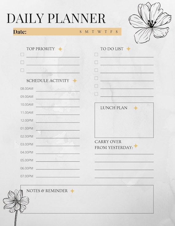 Printable Minimalist Daily Planner Aesthetic Planner Etsy
