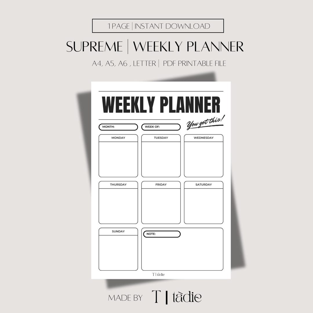 2026 Weekly Planner Printable, Supreme Design (digital Download) - Etsy